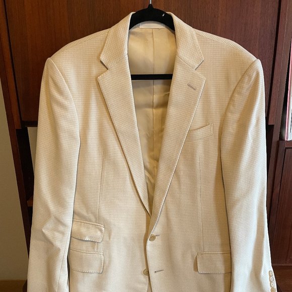 Ralph Lauren Purple Label Blazer, Size 40, Cream Houndstooth - Picture 1 of 9